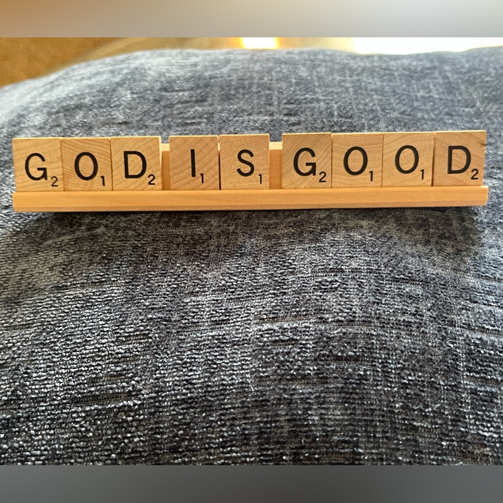 Homemade Wooden Scrabble Tile Display